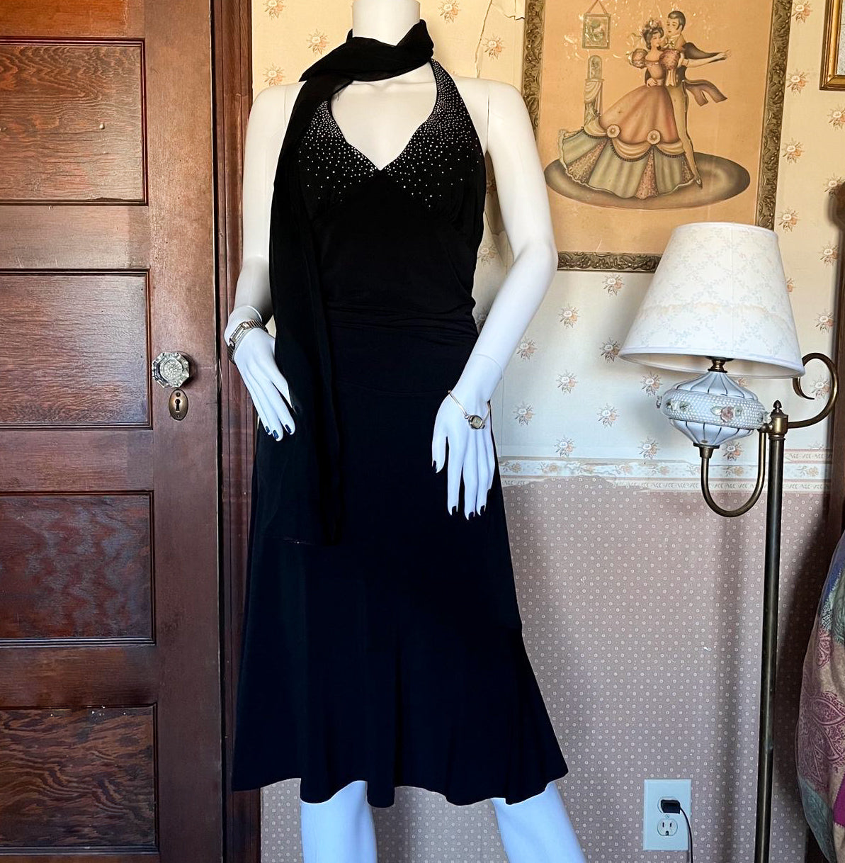 2000s studio Y low cut midi dress