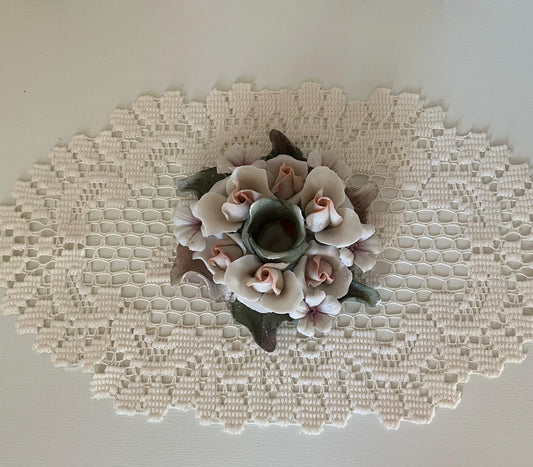 Vintage Ceramic Capodimonte floral candle holder