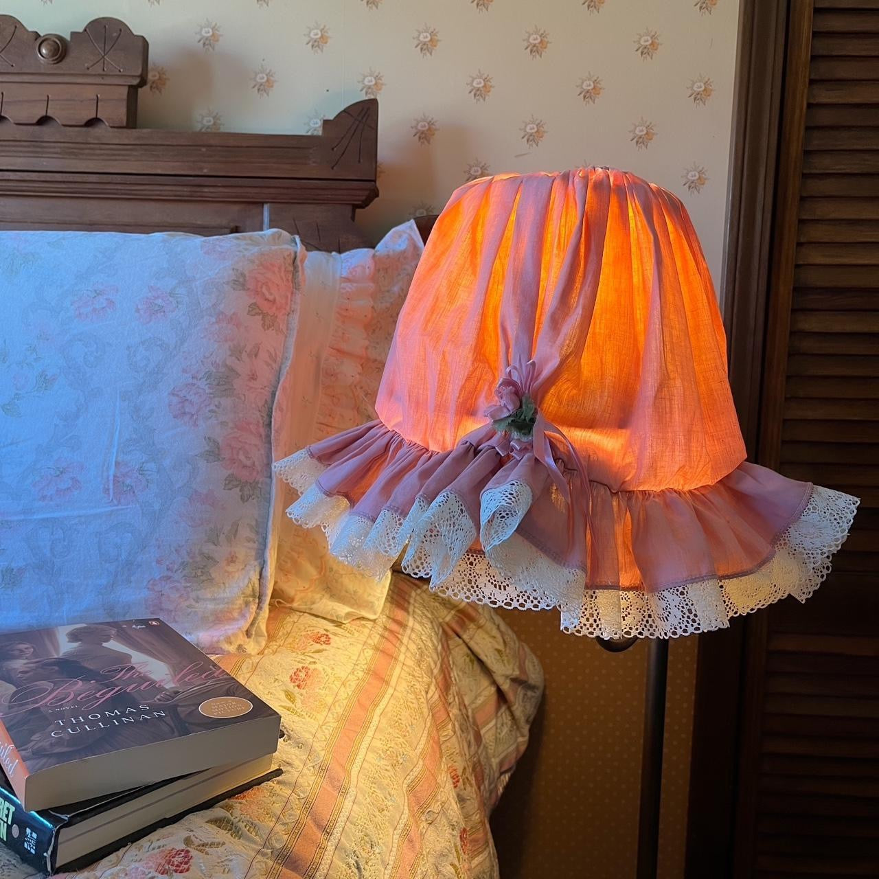 80s 90s ruffle cottagecore lamp cover