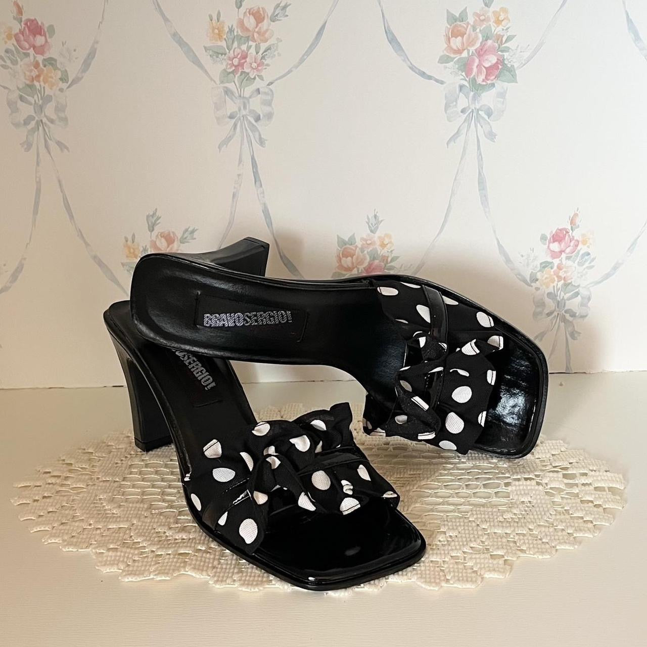 90s 2000s rare wide heel polkadot slim block heels by Sergio