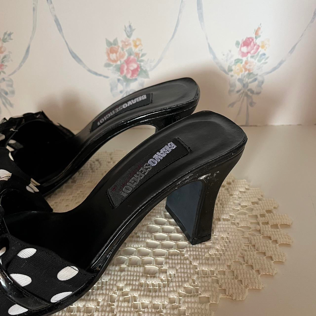 90s 2000s rare wide heel polkadot slim block heels by Sergio