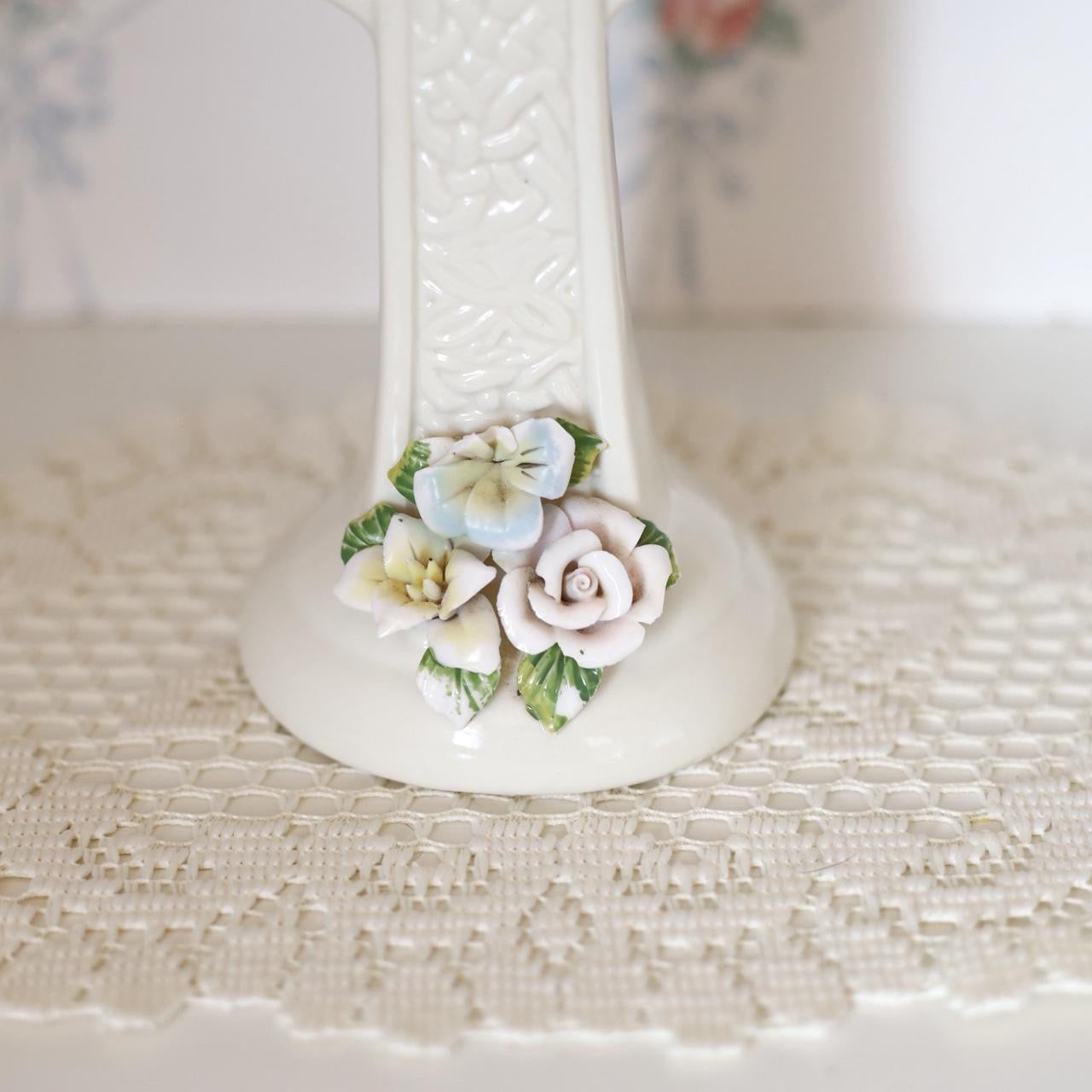 RARE vtg porcelain Celtic cross figure