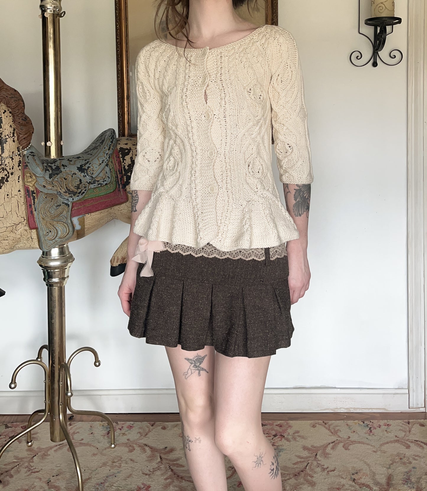 2000s studio max boat neck knit cardigan