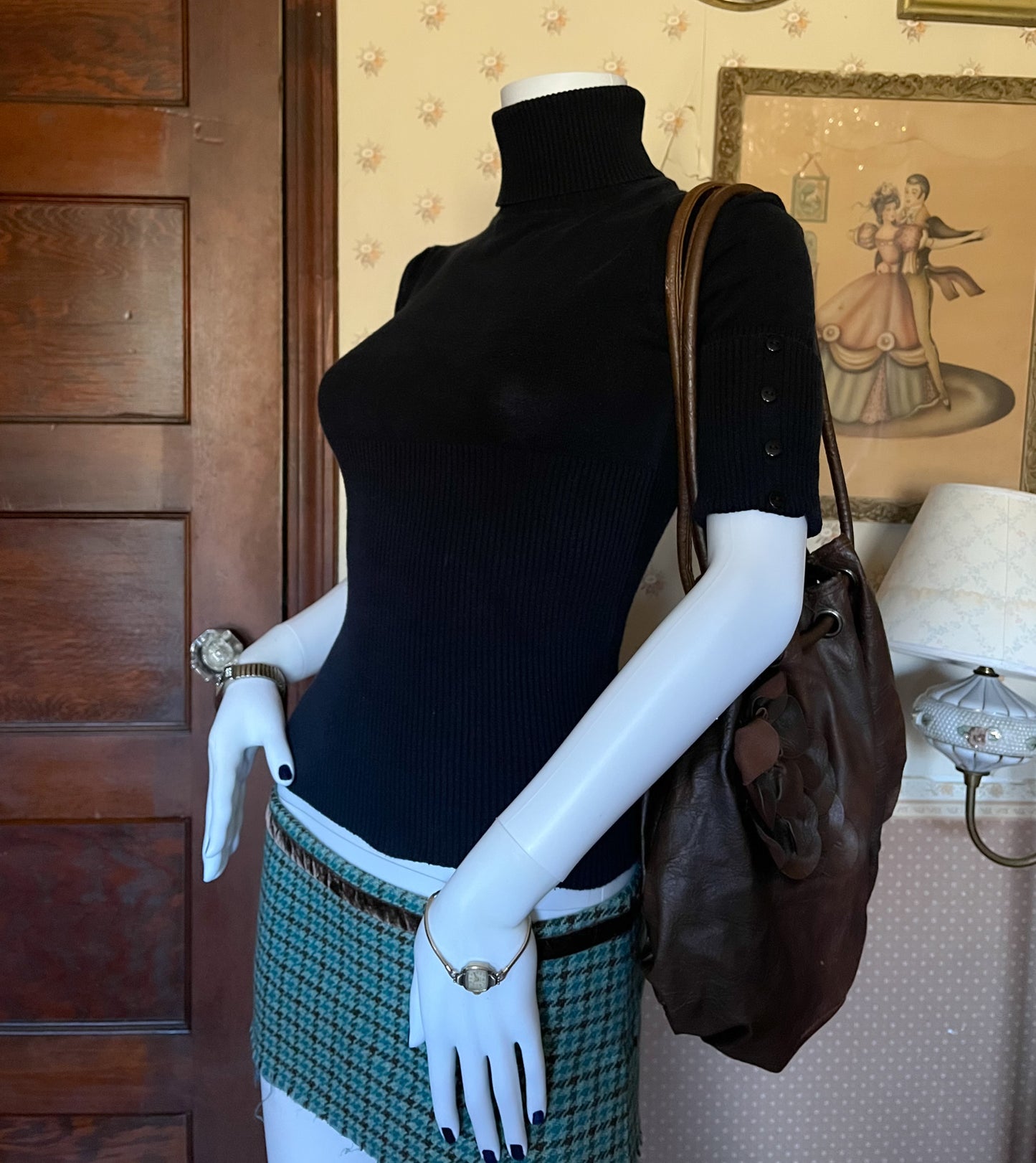 2000s max rave short sleeve turtle neck top